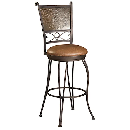 30 Inch Bronze with Muted Copper Stamped Back Bar Stool